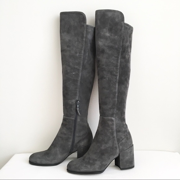 NEW Stuart Weitzman Alljack OTK Boots Slate Medium Gray Suede Sz 4.5M - Picture 4 of 8